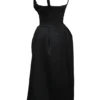 Paloma – Midi-Kleid aus schwarzem Satin mit gedrehten Trägern Paloma – Midi-Kleid aus schwarzem Satin mit gedrehten Trägern