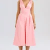 Paloma Pfirsichfarbenes Midikleid aus Satin mit Falten Paloma Pfirsichfarbenes Midikleid aus Satin mit Falten