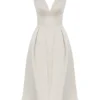 Paloma Vintage-Midi-Kleid aus cremefarbenem Satin mit Falten Paloma Vintage-Midi-Kleid aus cremefarbenem Satin mit Falten