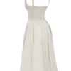 Paloma Vintage-Midi-Kleid aus cremefarbenem Satin mit Falten Paloma Vintage-Midi-Kleid aus cremefarbenem Satin mit Falten