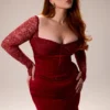 Perdi Berry Satin-Maxikleid mit Korsetts Perdi Berry Satin-Maxikleid mit Korsetts