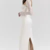 Perdi Vintage Maxikleid aus elfenbeinfarbenem Satin