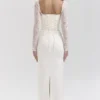 Perdi Vintage Maxikleid aus elfenbeinfarbenem Satin