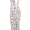 Perlweißes Blumen-Maxikleid Perlweißes Blumen-Maxikleid
