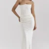 Persephone Elfenbeinfarbenes trägerloses Korsetts-Kleid