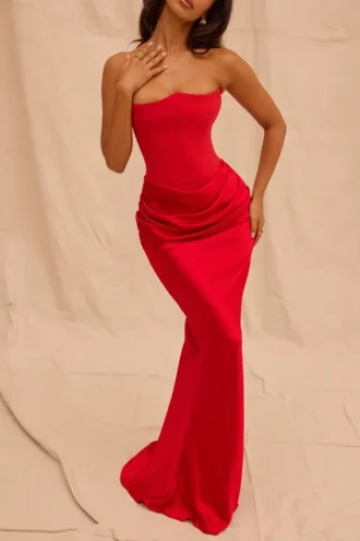 Persephone Scarlet – trägerloses Korsetts-Maxikleid