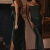 Persephone Smaragdgrünes Maxikleid aus Crêpe mit trägerlosem Korsett Persephone Smaragdgrünes Maxikleid aus Crêpe mit trägerlosem Korsett
