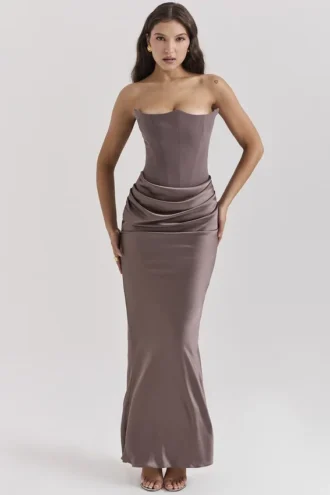 Persephone Smoke – trägerloses Korsetts-Maxikleid