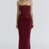 Persephone Weinrotes trägerloses Korsetts-Maxikleid
