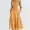 Phedra Tangerine Shirred Sommerkleid Phedra Tangerine Shirred Sommerkleid