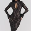 Pierette Schwarzes Midi-Kleid aus Spitze Pierette Schwarzes Midi-Kleid aus Spitze