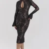 Pierette Schwarzes Midi-Kleid aus Spitze Pierette Schwarzes Midi-Kleid aus Spitze