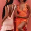 Pixie Maxikleid mit Rüschen in Flammenorange Pixie Maxikleid mit Rüschen in Flammenorange