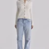 Poppie Elfenbein Wolle + Kaschmir Strickjacke mit Blumenstickerei Poppie Elfenbein Wolle + Kaschmir Strickjacke mit Blumenstickerei