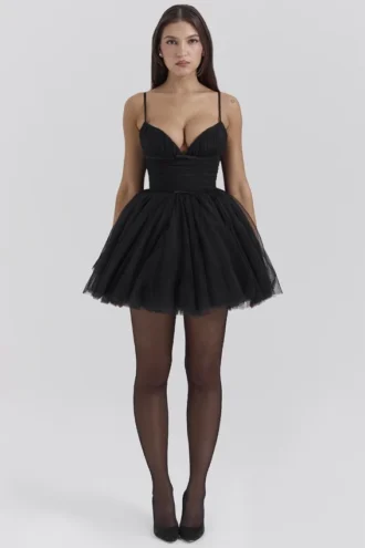 Princess Schwarzes Tüll-Minikleid