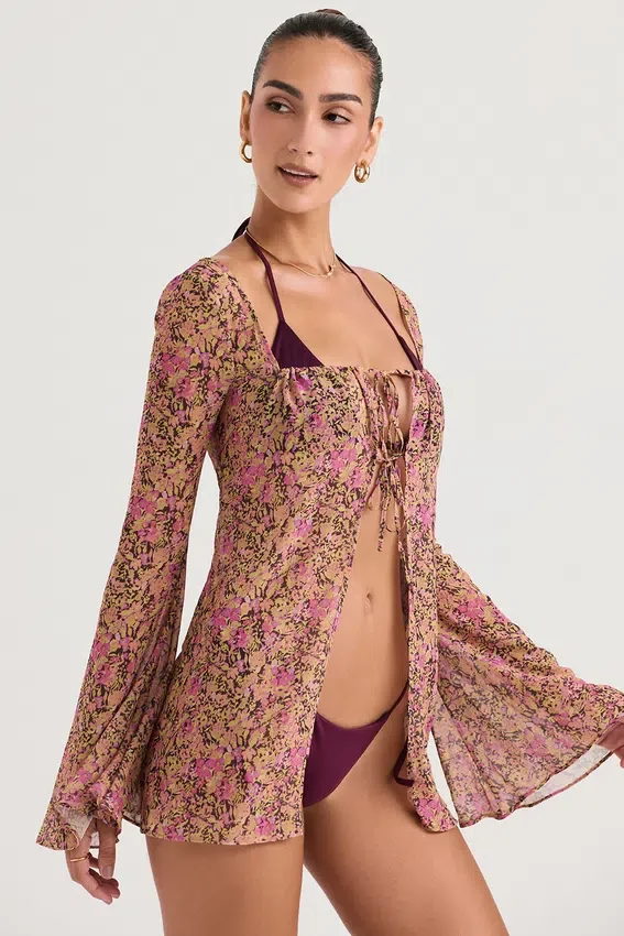 Provence Olive Floral Cover Up Provence Olive Floral Cover Up