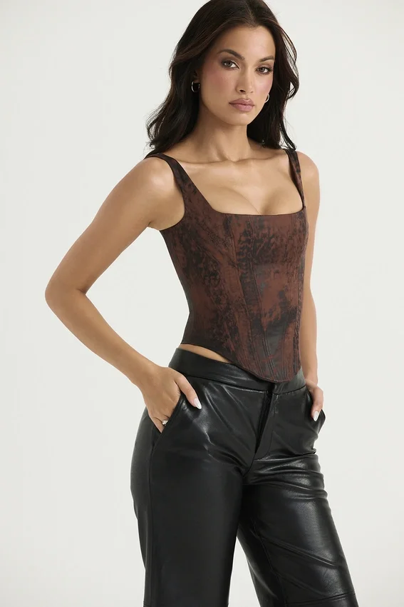 Rafa Antik-Kupfer-Satin-Longline-Korsett Rafa Antik-Kupfer-Satin-Longline-Korsett