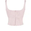 Rafa – Langes Korsett aus rosa Satin mit Blumenmuster Rafa – Langes Korsett aus rosa Satin mit Blumenmuster