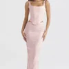 Rafa – Langes Korsett aus rosa Satin mit Blumenmuster Rafa – Langes Korsett aus rosa Satin mit Blumenmuster