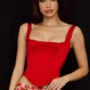 Rafa Scarlet Satin Longline-Korsett Rafa Scarlet Satin Longline-Korsett