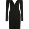 Raine – Schwarzes Kleid mit Kunstfellbesatz Raine – Schwarzes Kleid mit Kunstfellbesatz