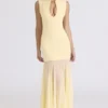 Raphaella Butter Yellow Keyhole Maxi-Kleid Raphaella Butter Yellow Keyhole Maxi-Kleid