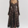 Raquel – Schwarzes Midi-Korsetts-Kleid aus Spitze
