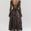 Raquel – Schwarzes Midi-Korsetts-Kleid aus Spitze