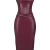 Raven Mulberry Midi-Korsetts-Kleid aus veganem Leder Raven Mulberry Midi-Korsetts-Kleid aus veganem Leder