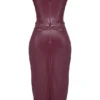 Raven Mulberry Midi-Korsetts-Kleid aus veganem Leder Raven Mulberry Midi-Korsetts-Kleid aus veganem Leder
