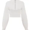 Reeva Weißer Pullover mit Ballonärmeln und Rippmuster Reeva Weißer Pullover mit Ballonärmeln und Rippmuster