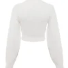 Reeva Weißer Pullover mit Ballonärmeln und Rippmuster Reeva Weißer Pullover mit Ballonärmeln und Rippmuster