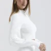 Reeva Weißer Pullover mit Ballonärmeln und Rippmuster Reeva Weißer Pullover mit Ballonärmeln und Rippmuster