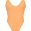 Rhodes Hellorangefarbene Plunge-Bademode Rhodes Hellorangefarbene Plunge-Bademode