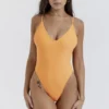 Rhodes Hellorangefarbene Plunge-Bademode Rhodes Hellorangefarbene Plunge-Bademode