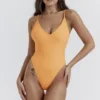 Rhodes Hellorangefarbene Plunge-Bademode Rhodes Hellorangefarbene Plunge-Bademode
