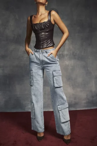 Ria Blue Washed Utility Jeans Ria Blue Washed Utility Jeans
