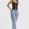 Ria Blue Washed Utility Jeans Ria Blue Washed Utility Jeans