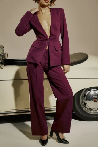 Rivi Weinrote Hose mit geradem Bein