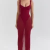 Robina Weinrot Stretch-Mesh-Maxikleid Robina Weinrot Stretch-Mesh-Maxikleid