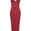 Romy Weinrotes Bodycon-Maxikleid aus Mesh Romy Weinrotes Bodycon-Maxikleid aus Mesh