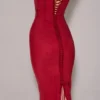 Romy Weinrotes Bodycon-Maxikleid aus Mesh Romy Weinrotes Bodycon-Maxikleid aus Mesh
