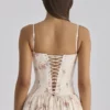 Rona Elfenbeinfarbenes Vintage-Rosen-Maxikleid aus Baumwolle