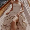Rona Taupe Baumwoll-Korsetts-Maxikleid Rona Taupe Baumwoll-Korsetts-Maxikleid