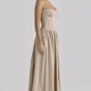 Rona Taupe Baumwoll-Korsetts-Maxikleid Rona Taupe Baumwoll-Korsetts-Maxikleid