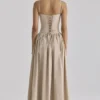 Rona Taupe Baumwoll-Korsetts-Maxikleid Rona Taupe Baumwoll-Korsetts-Maxikleid