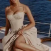 Rona Taupe Baumwoll-Korsetts-Maxikleid Rona Taupe Baumwoll-Korsetts-Maxikleid