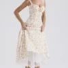 Rosalee – Elfenbeinfarbenes Baumwoll-Bustier-Sommerkleid mit Wiesenmuster Rosalee – Elfenbeinfarbenes Baumwoll-Bustier-Sommerkleid mit Wiesenmuster