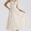 Rosalee – Elfenbeinfarbenes Baumwoll-Bustier-Sommerkleid mit Wiesenmuster Rosalee – Elfenbeinfarbenes Baumwoll-Bustier-Sommerkleid mit Wiesenmuster