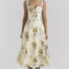 Rosalee Midi-Kleid aus Baumwolle mit Vintage-Bandprint in Zitronengelb Rosalee Midi-Kleid aus Baumwolle mit Vintage-Bandprint in Zitronengelb